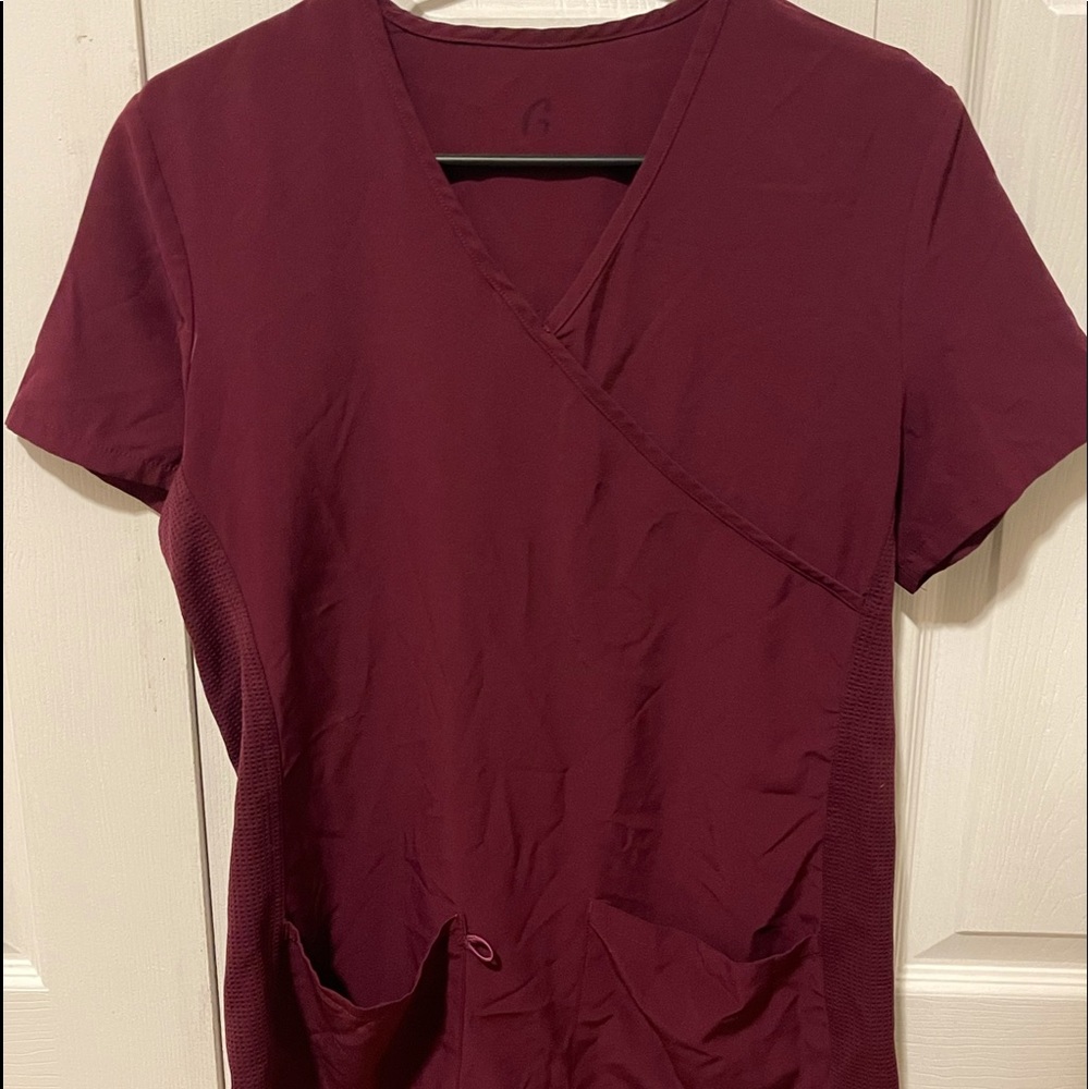 Green town scrub top